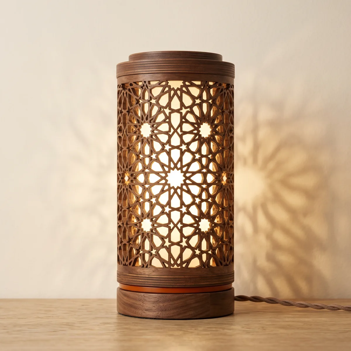 Wooden Table Lamp — Moroccan Pattern