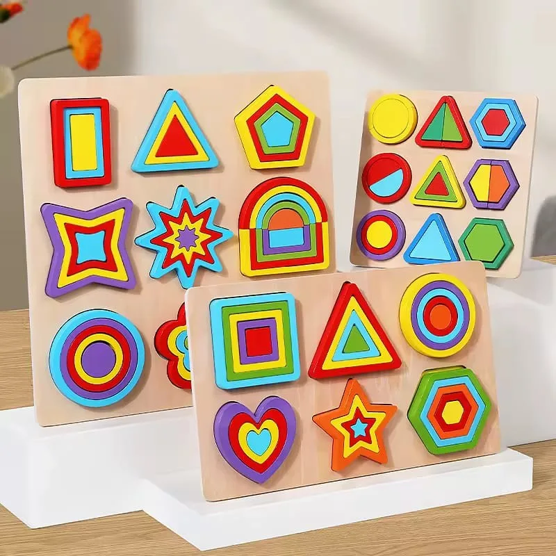 Wooden Multicolor Shapes layers Sorting Puzzle Boards