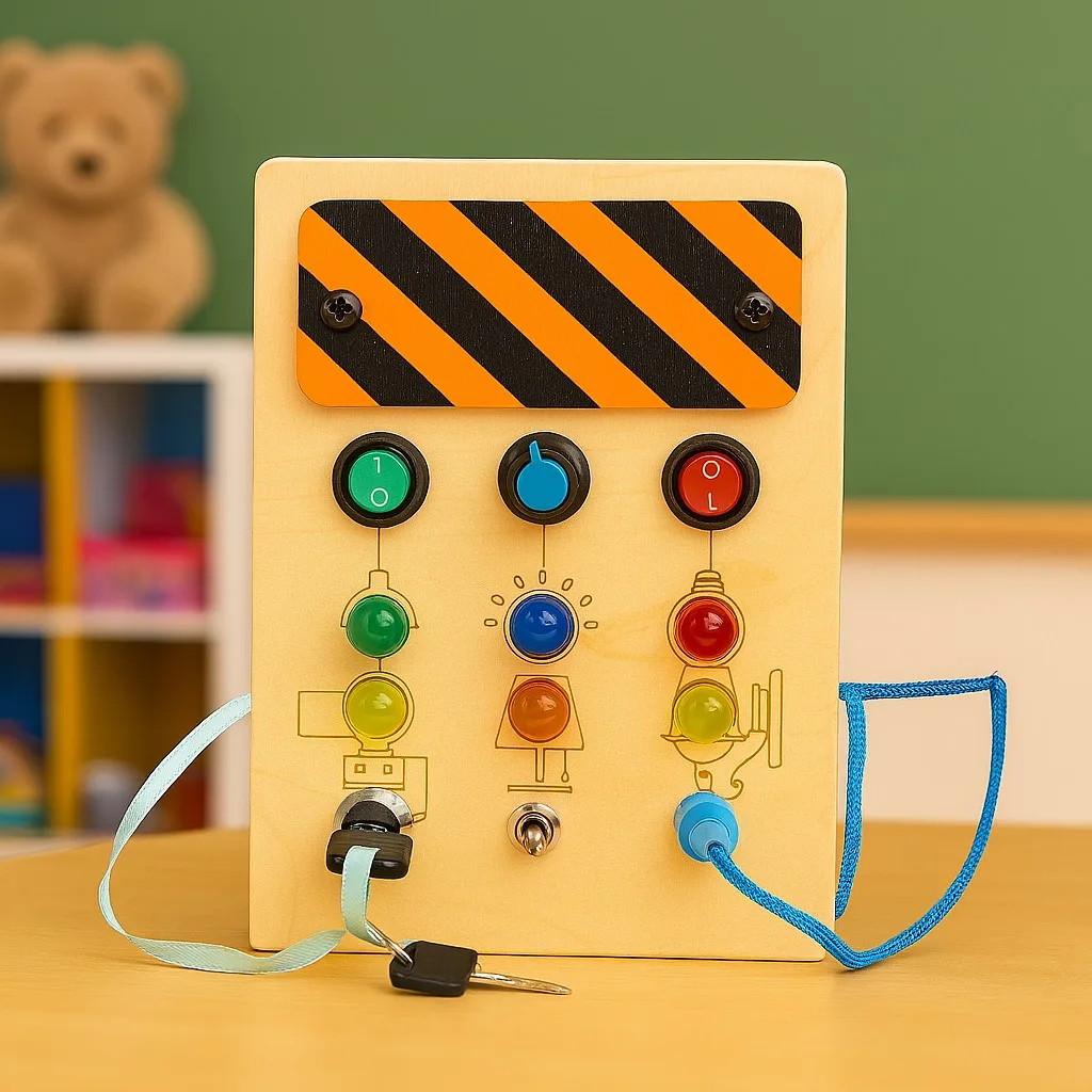 Wooden Montessori Busy Box With Sound & Lights