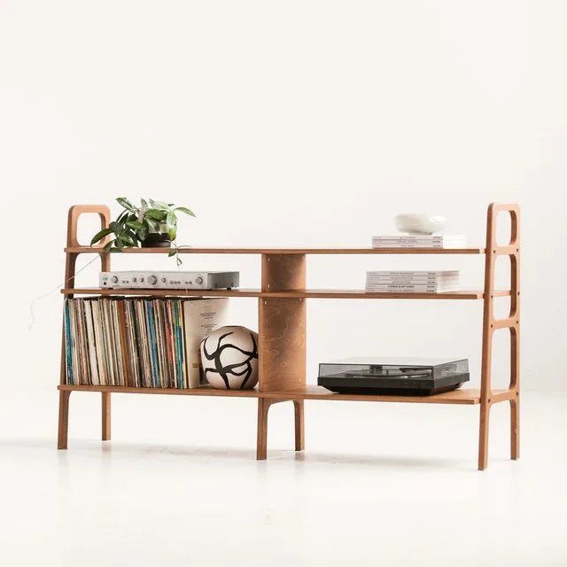 Small record console, birch plywood