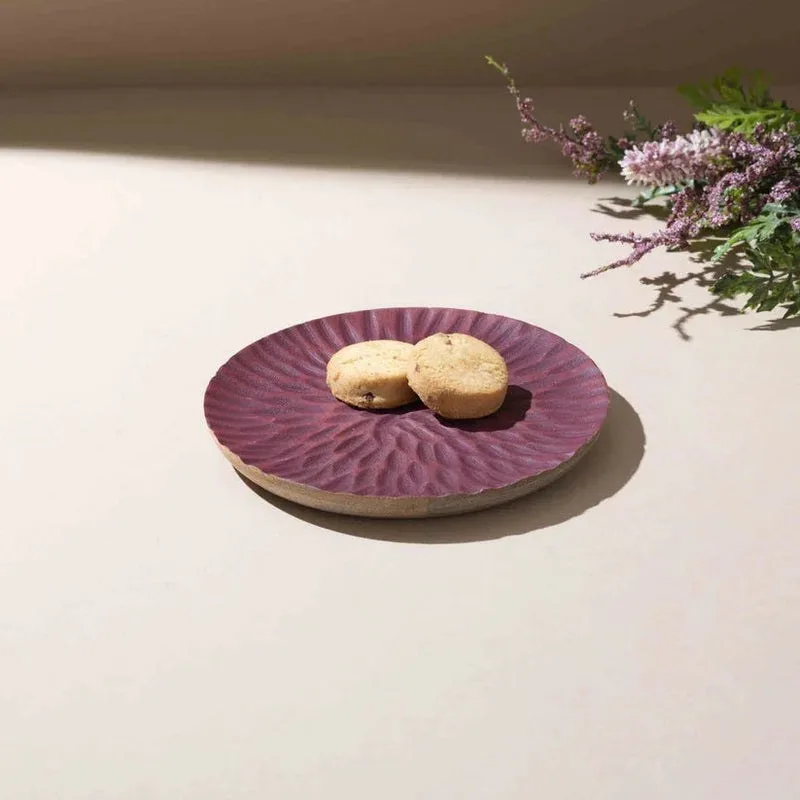 Petal-carved wooden server