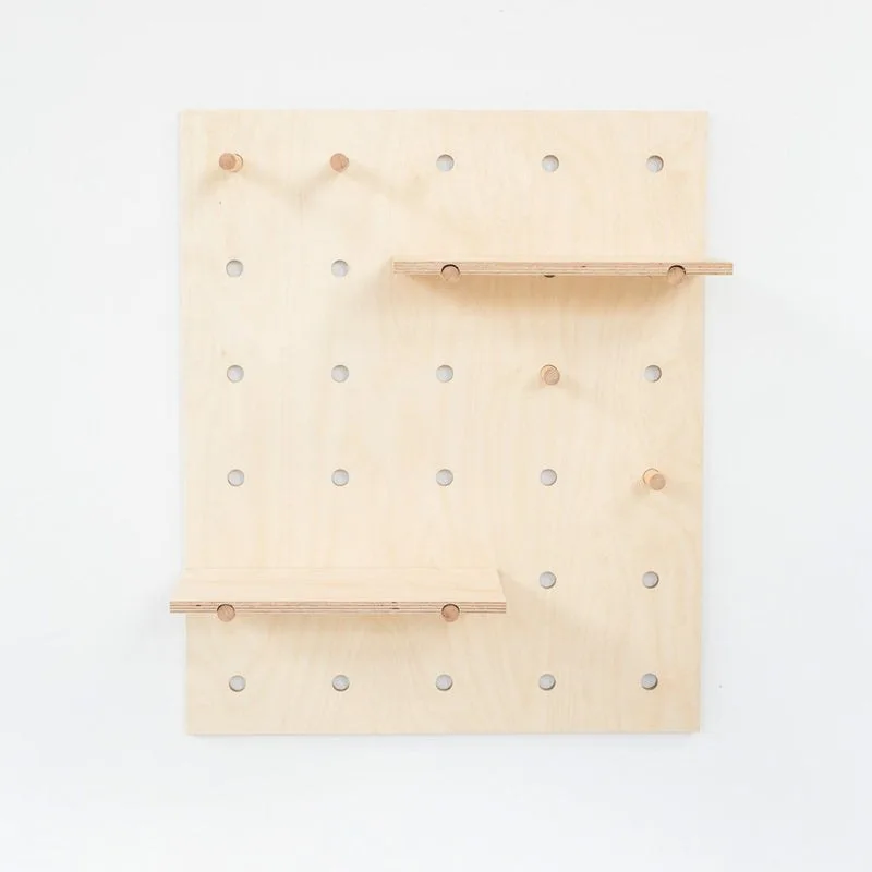 Plywood pegboard with pegs