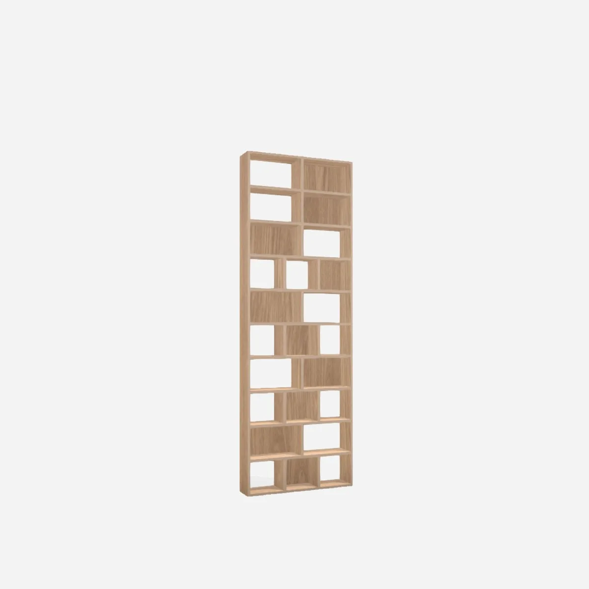 Narrow bookcase, oak-veneer plywood