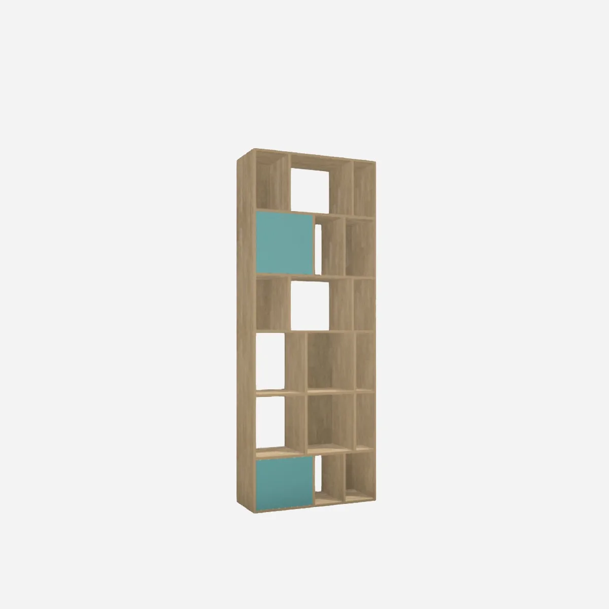 Wall unit, solid oak, teal doors