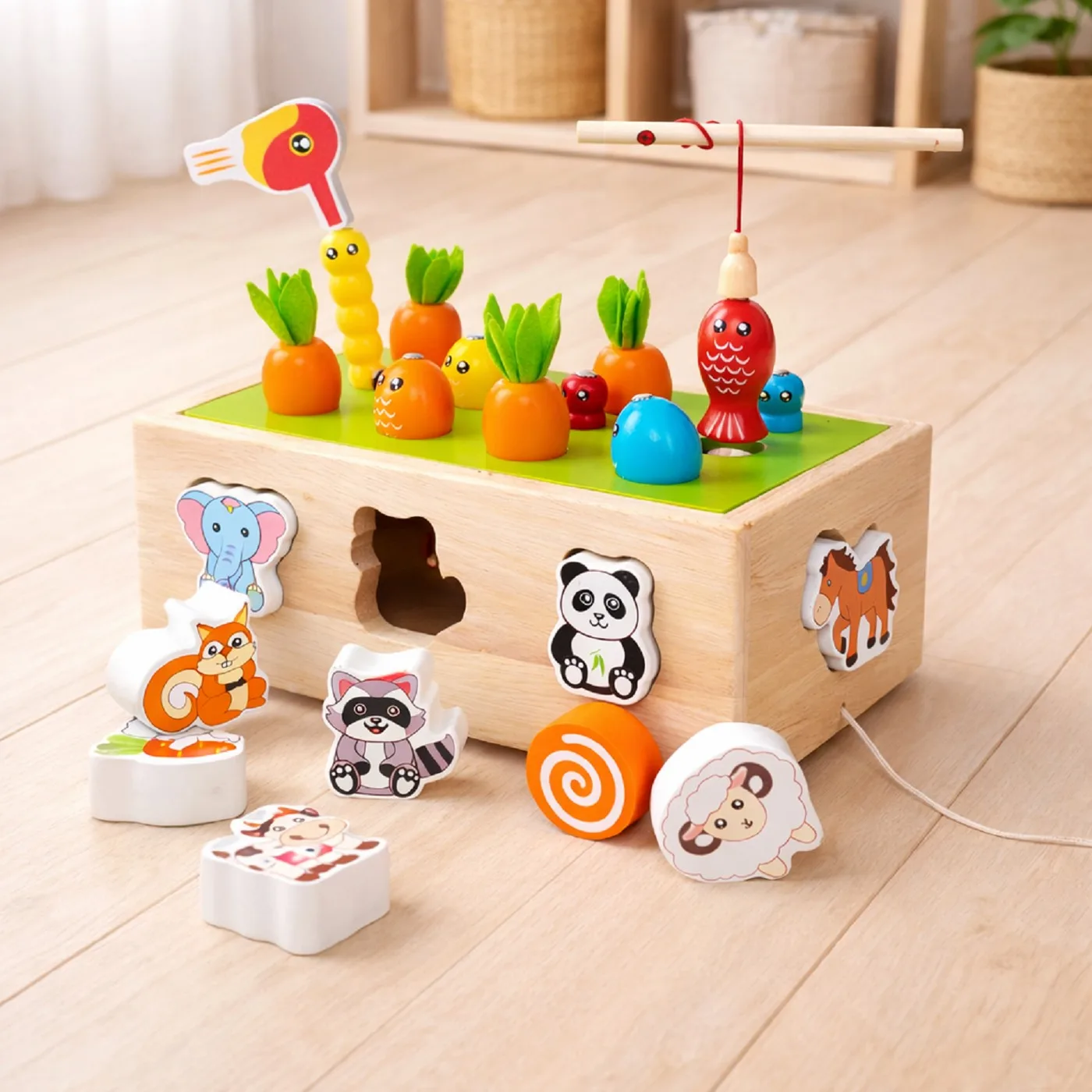 Wooden Montessori Magnetic Shapes Sorting & Lacing Trailer