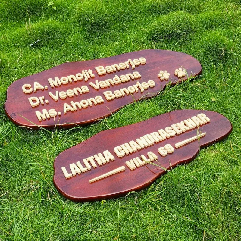 Carved Wood Nameplate