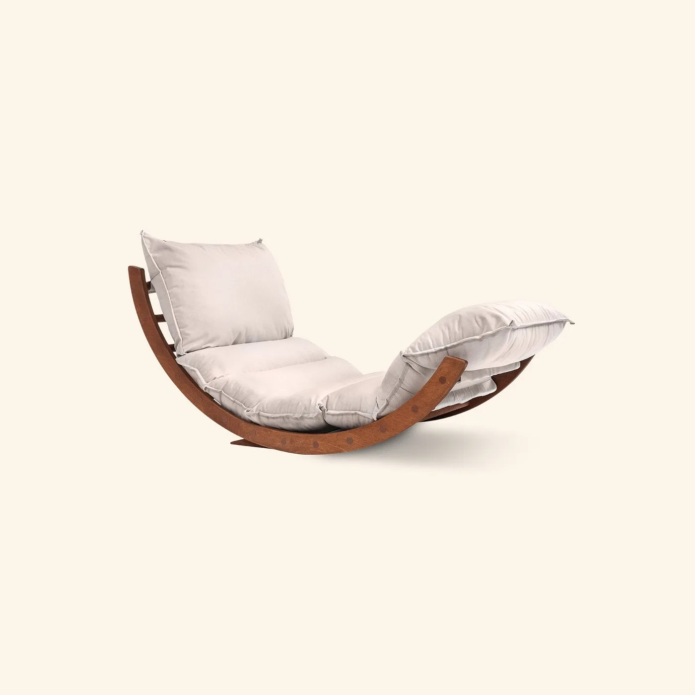 Outdoor rocking lounger set with cushion and wedges