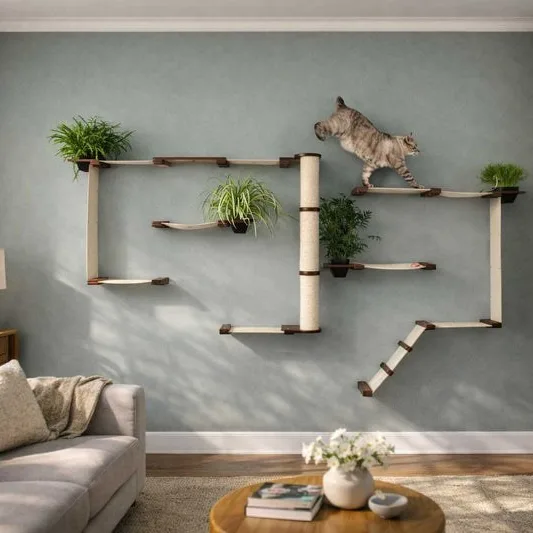 Modern cat tree with planters