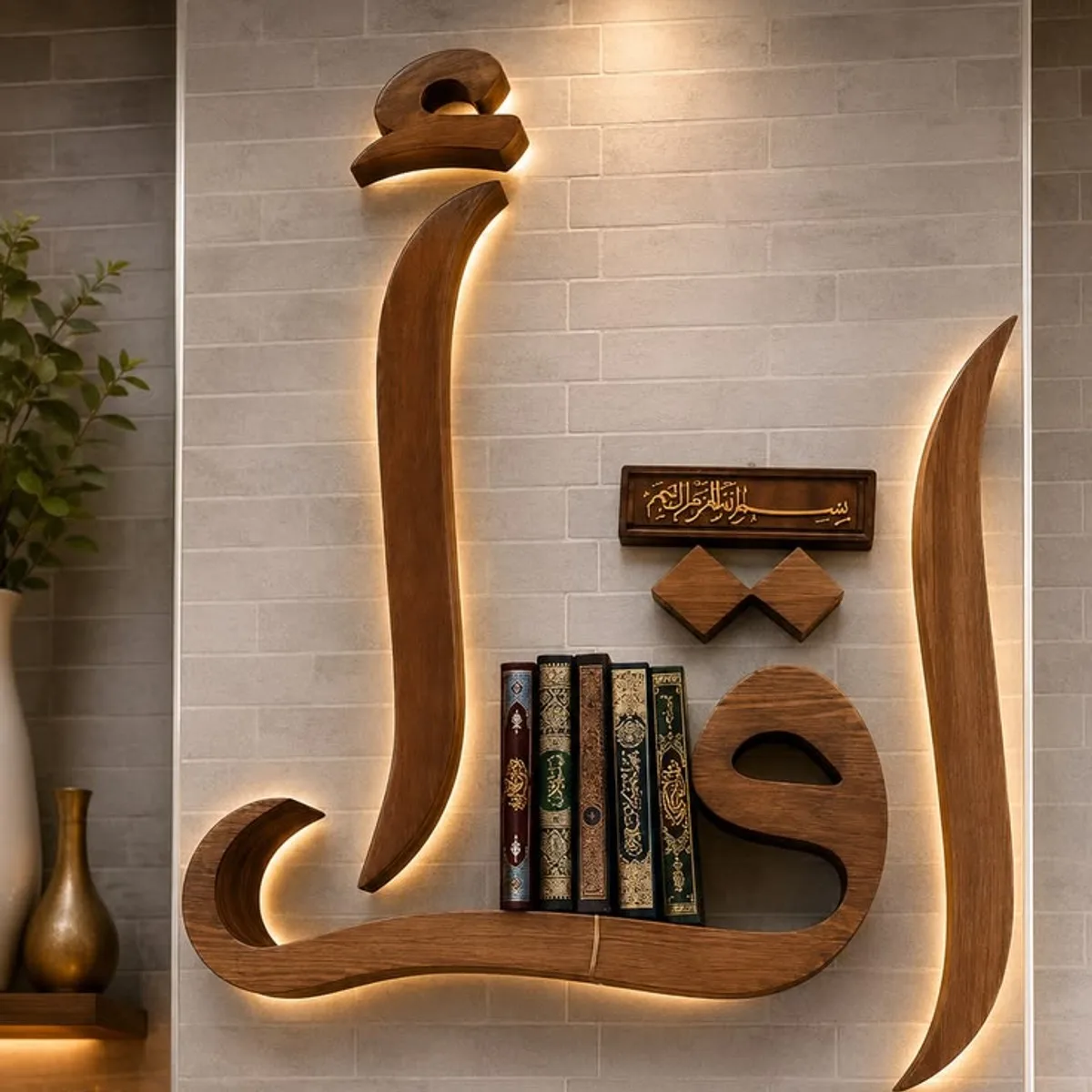Iqra Calligraphy Bookshelf with Backlight