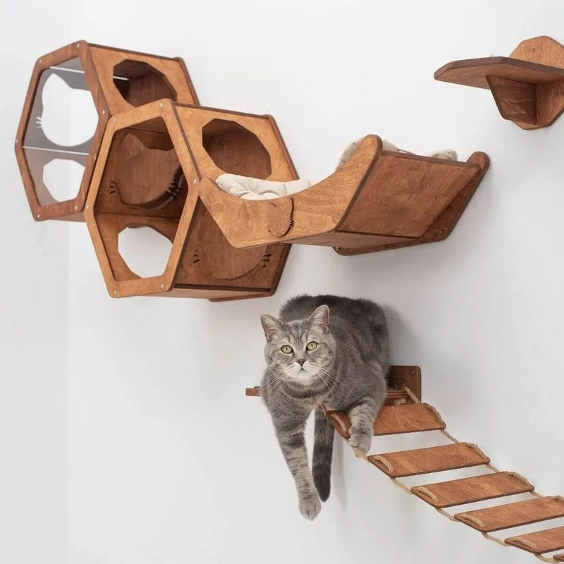 Floating Cat Shelf Perch Oak