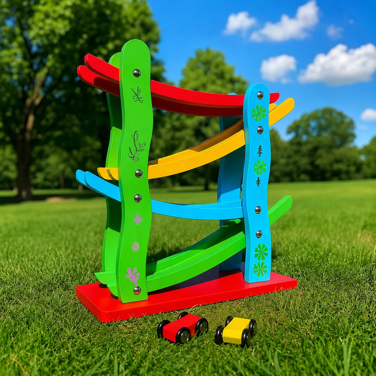 Wooden Glider Car Racing Zig-Zag Track