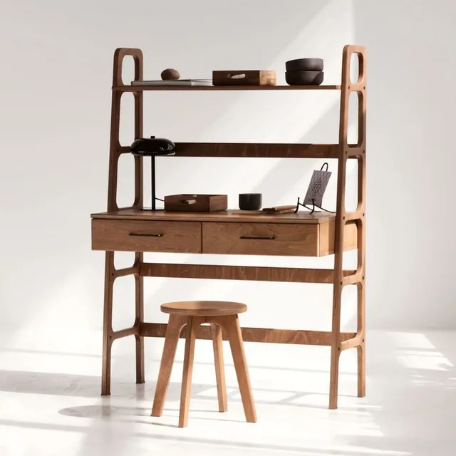 Mid-Century Desk with Shelf & Drawers · Midi