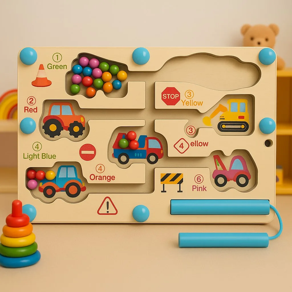 Wooden magnetic Beans Sorting Maze Board