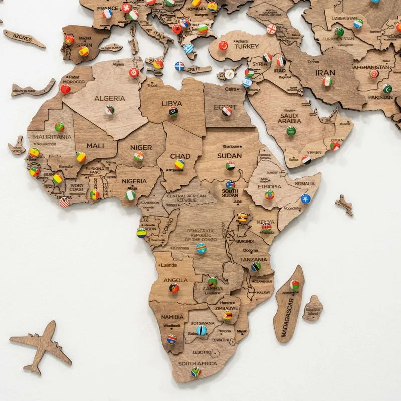 3D Wooden World Map Terra