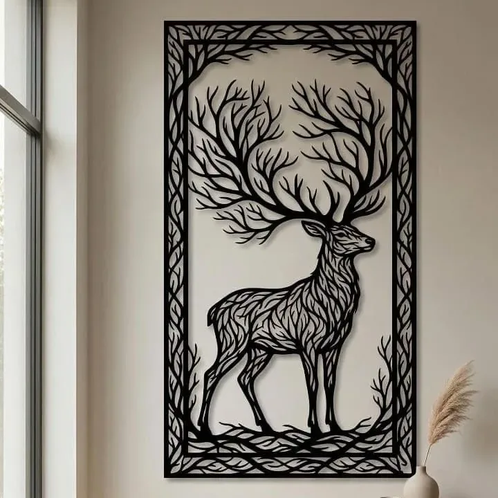 Deer in the forest wall panel
