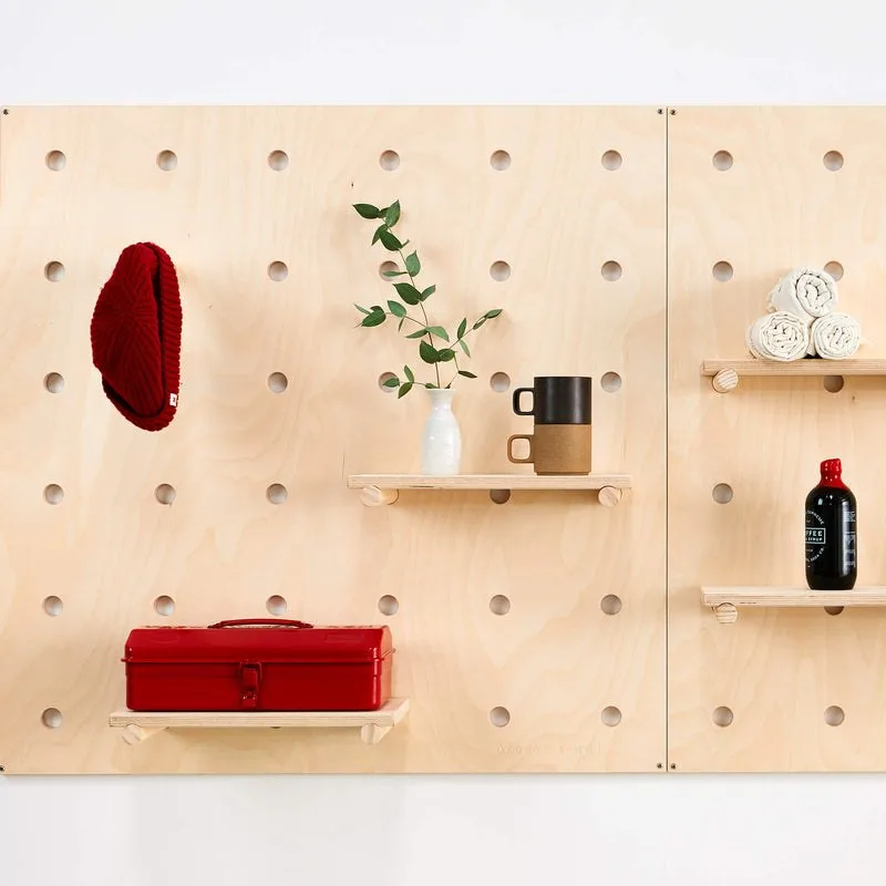 Wooden Pegboard Shelf
