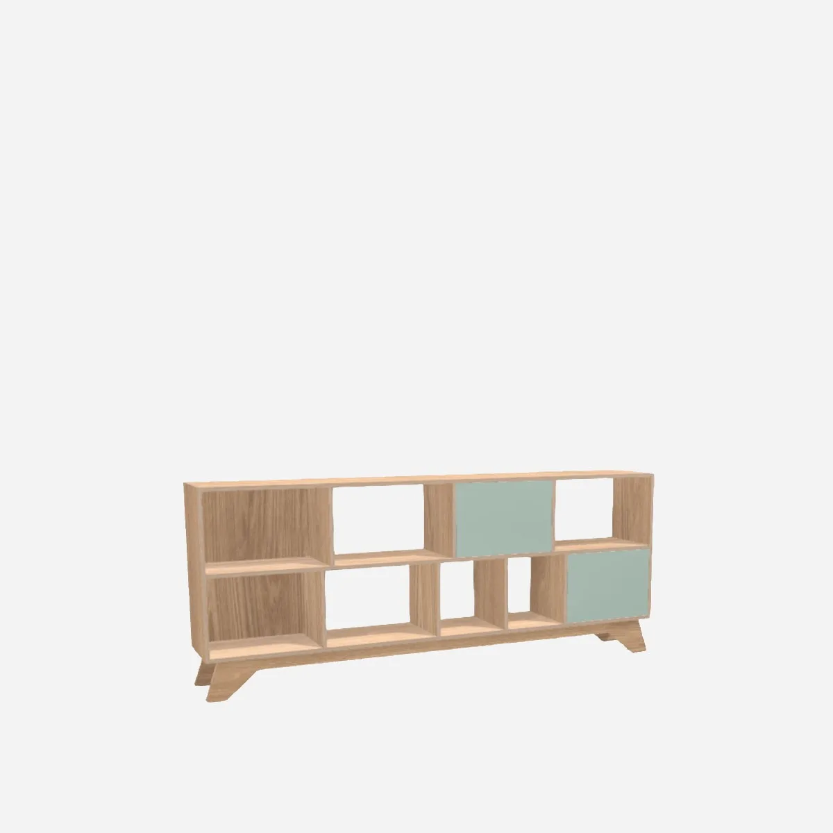 TV unit, oak veneer, industrial green