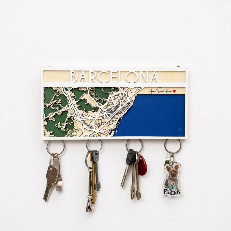 Wooden Key Holder - Barcelona
