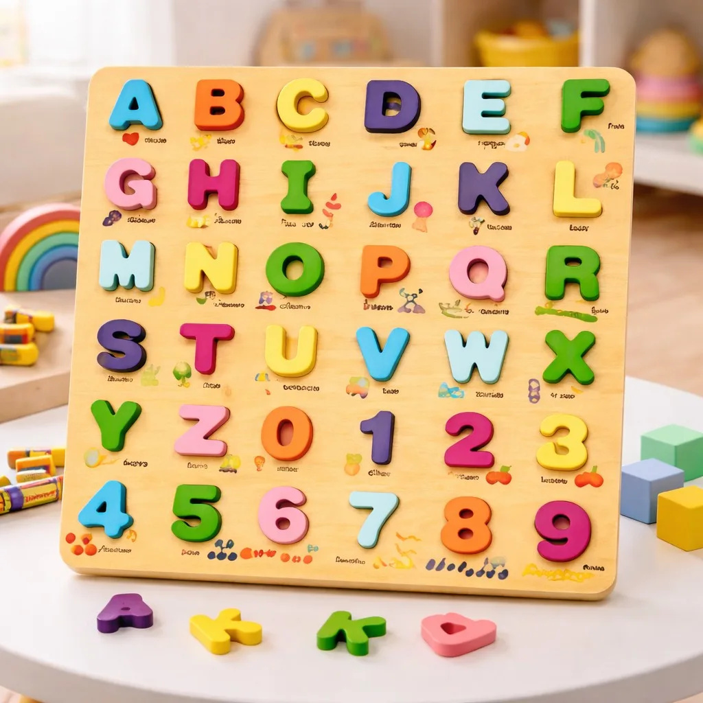 Wooden 3D Alphabets & Numbers Jumbo Sorting Board
