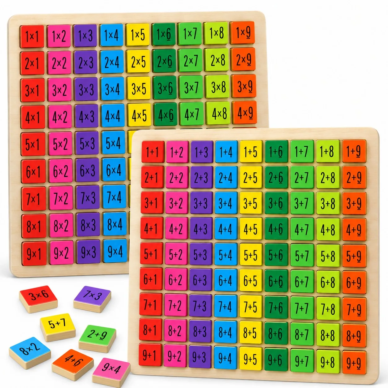Wooden Multiplication & Addition Learning Educational Puzzle Boards