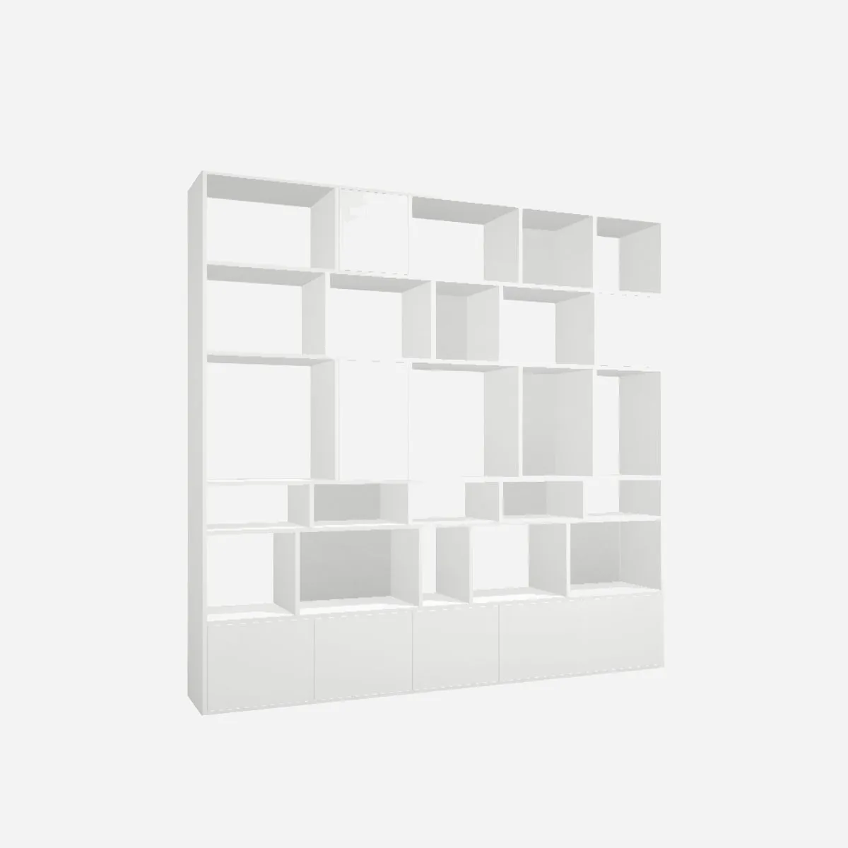 Cube shelf unit, white melamine, 2 to 3 m wide