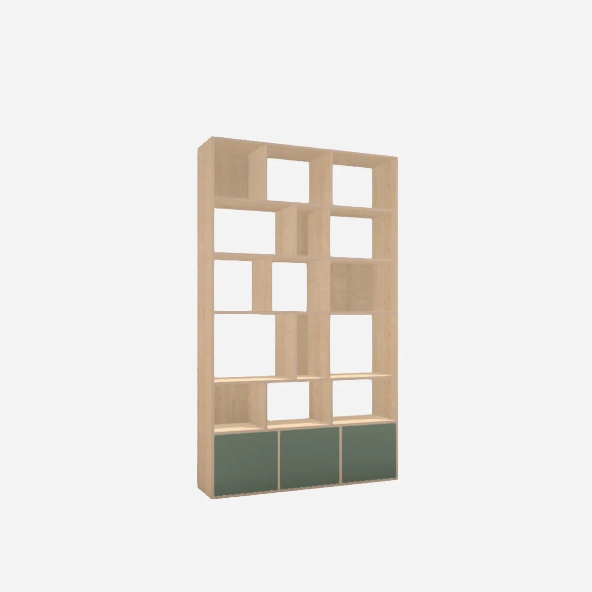 Bookcase, birch with olive fronts