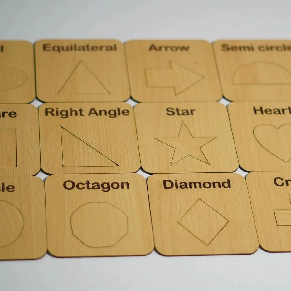 Wooden Shapes Drawing and Puzzles Stencils, 24 Pieces