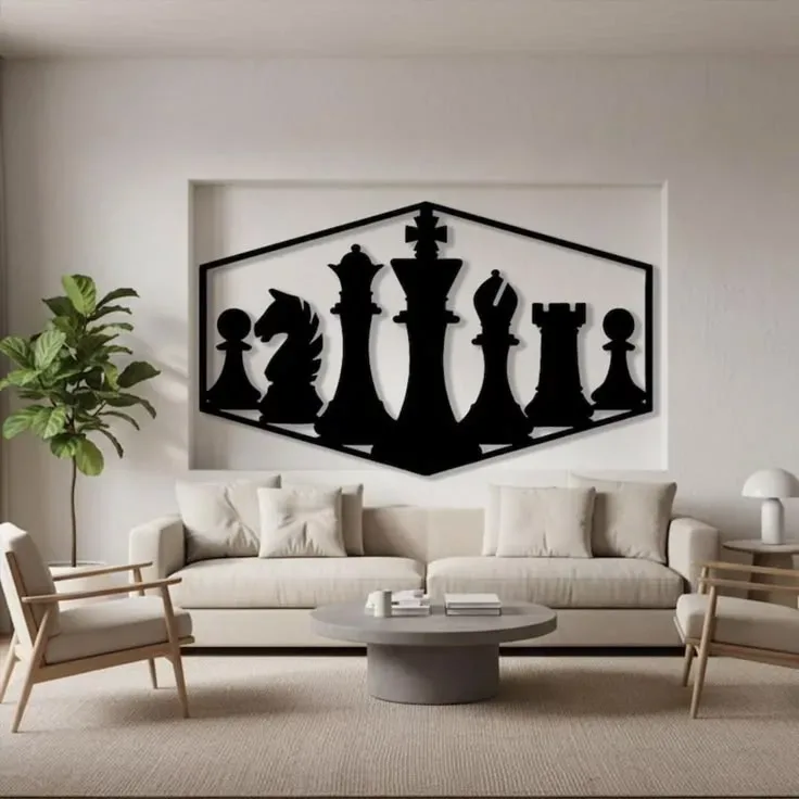 Chess pieces wall art