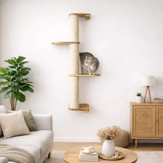 Wall Mounted Cat Climbing Pole - Sisal