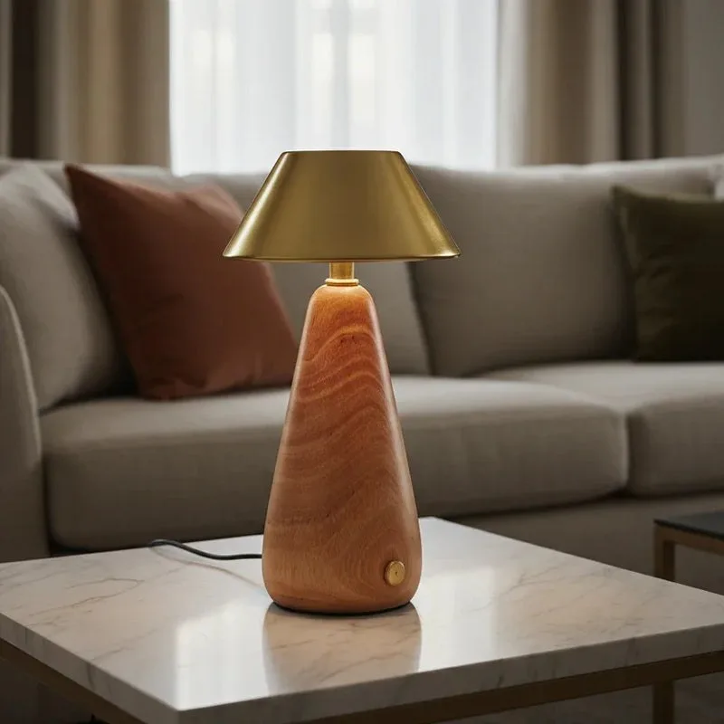 Rechargeable LED Table Lamp with Wooden Base