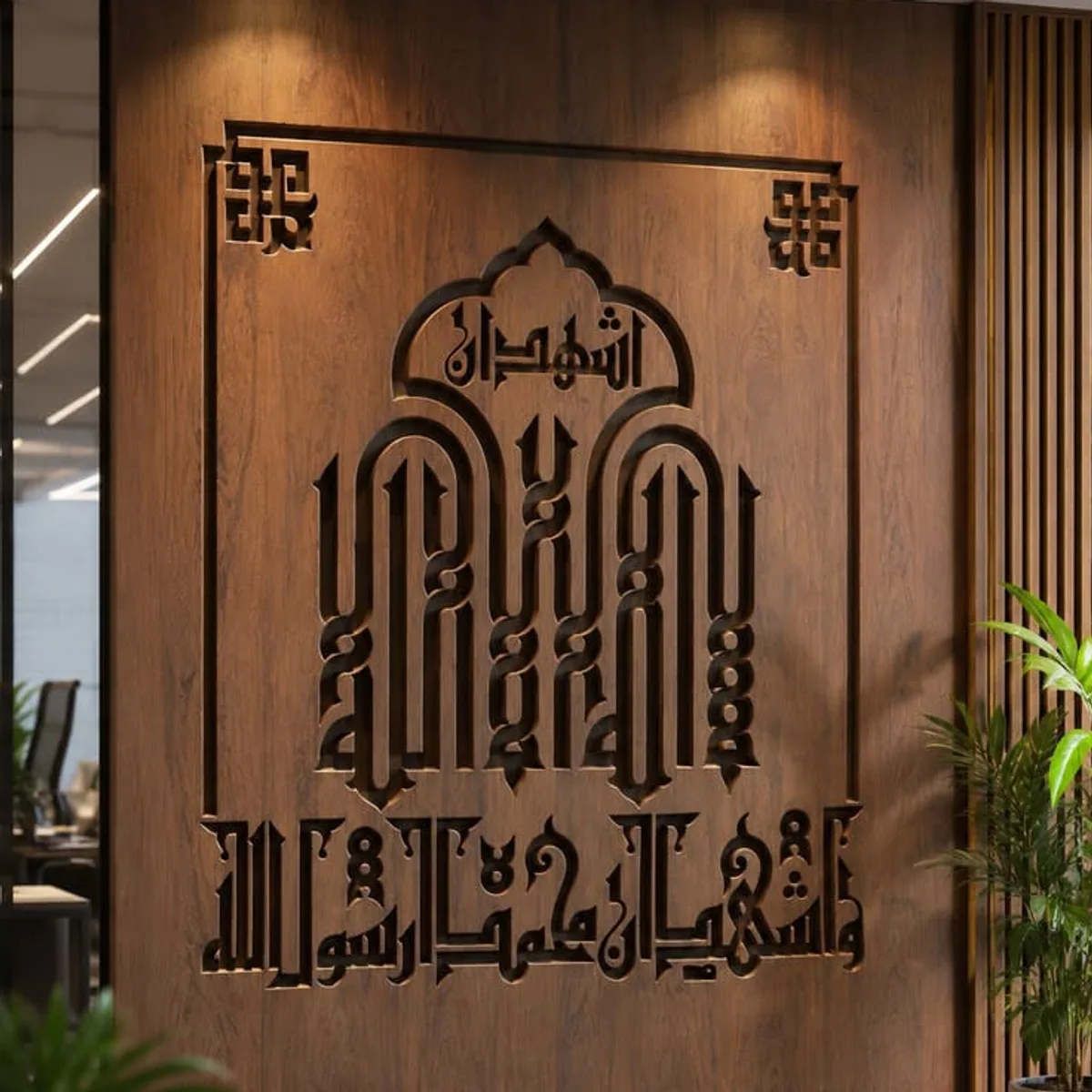 Kufic Calligraphy Carved Wall Panel