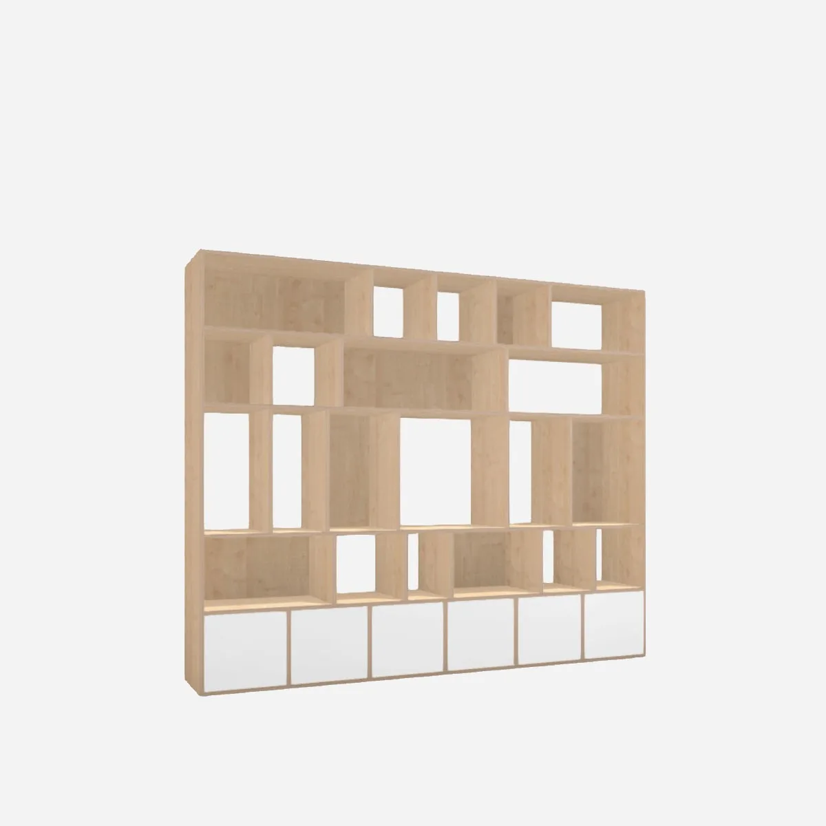 Desk cabinet, birch with white fronts