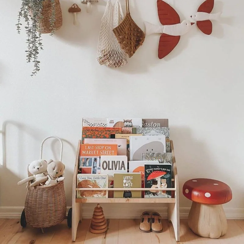 Wooden Montessori Bookshelf Natural