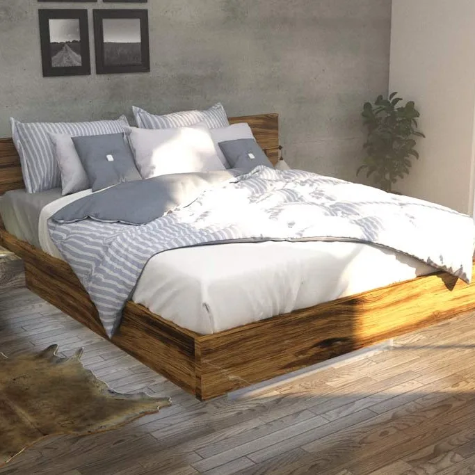 Floating platform bed, queen size