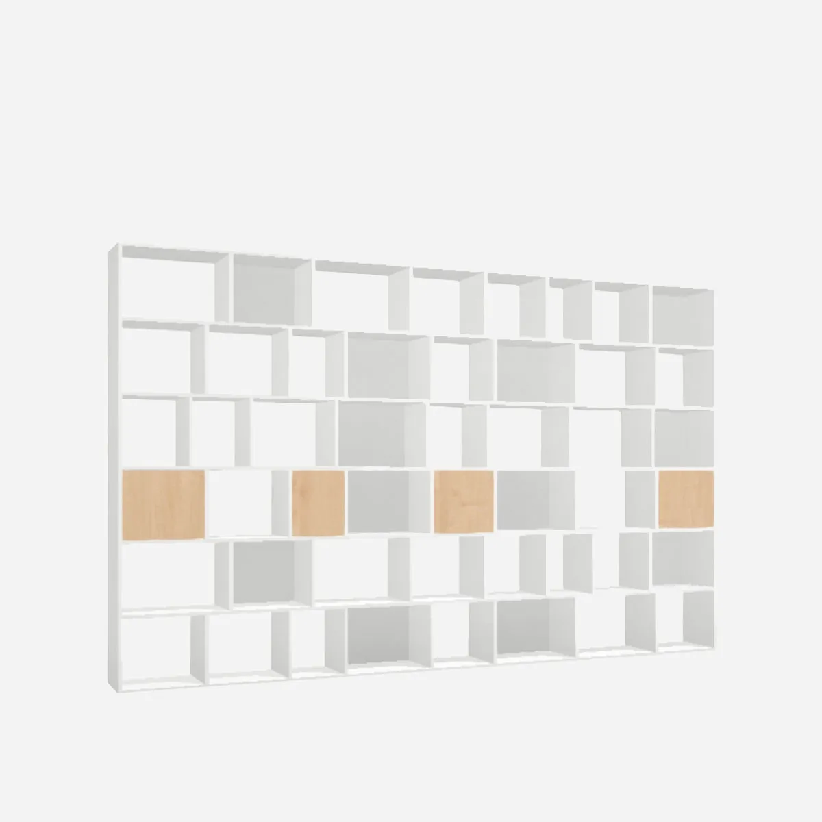 Large cabinet wall, white melamine, birch fronts