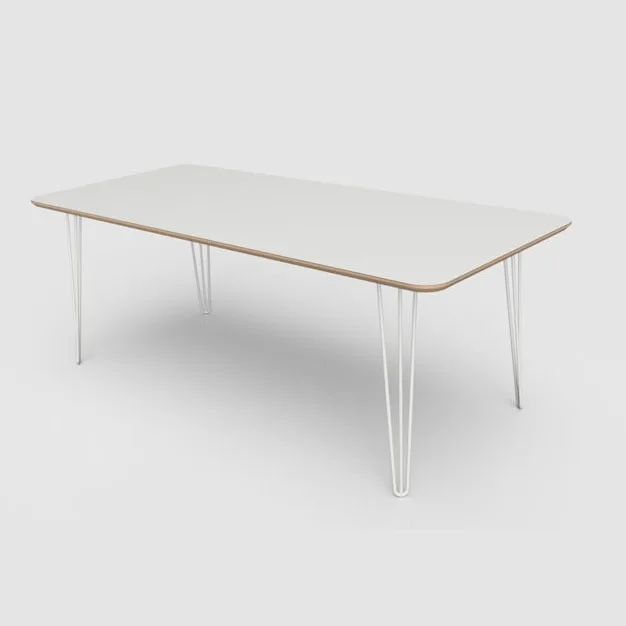 Laminate table on hairpin legs