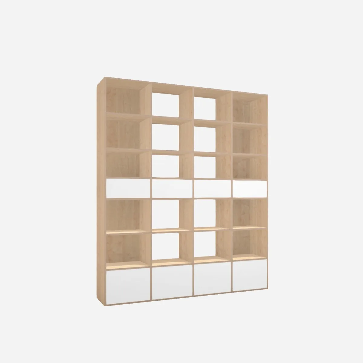 Bookcase, birch with white drawers and doors