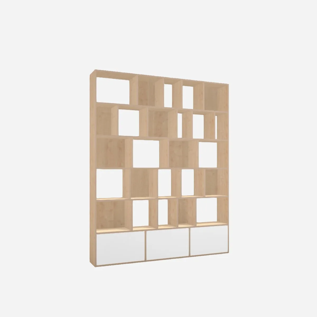 Bookcase, birch with white drawers