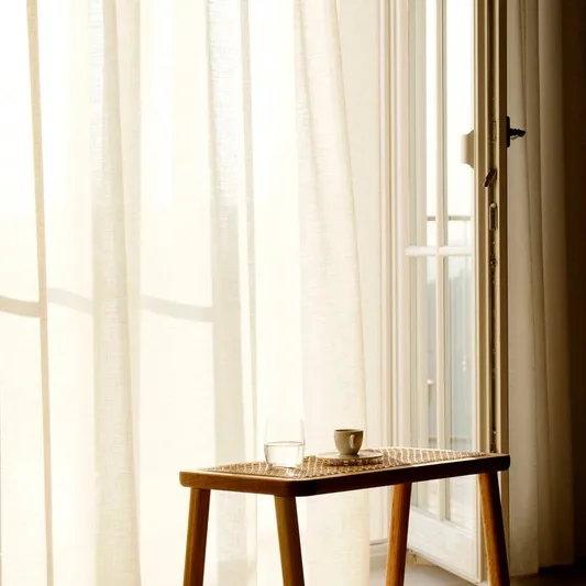Pine side table with rattan top