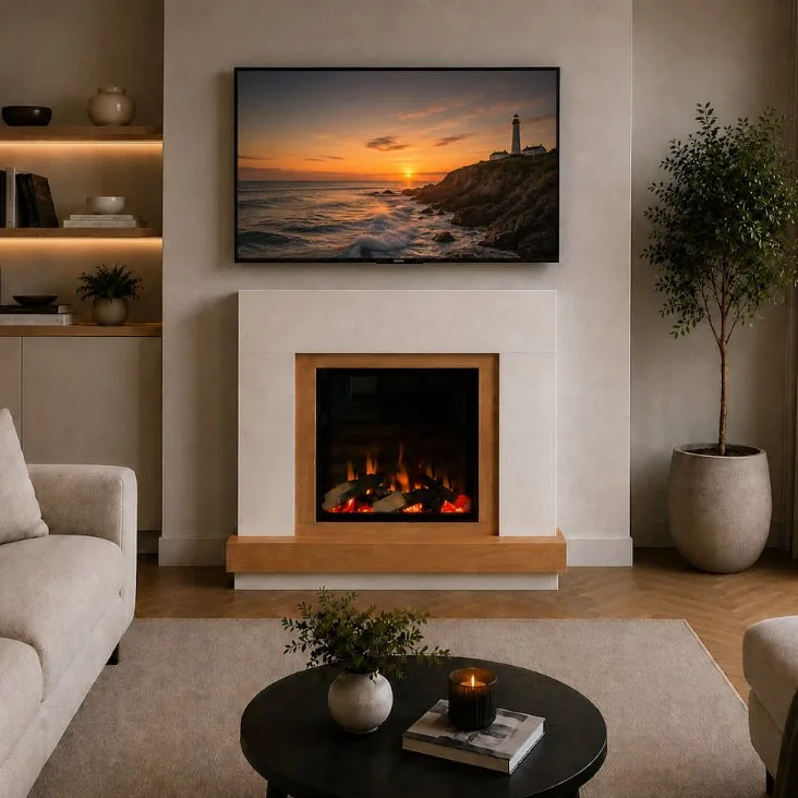 Media wall with fireplace MW-14