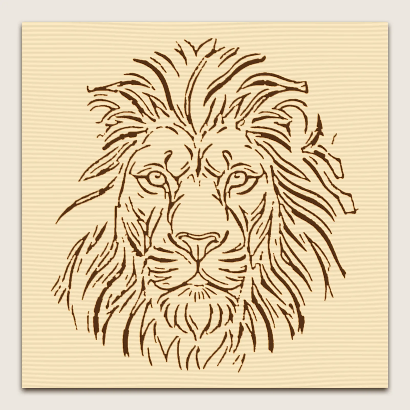 Lion face line carving