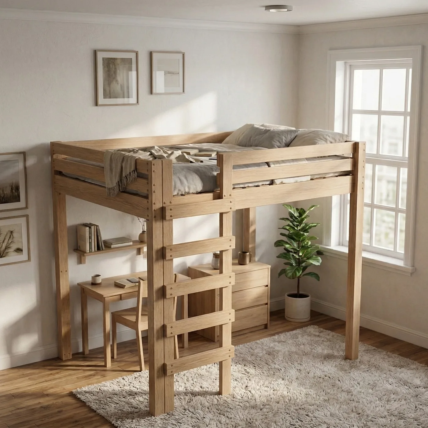 Loft bed, queen size
