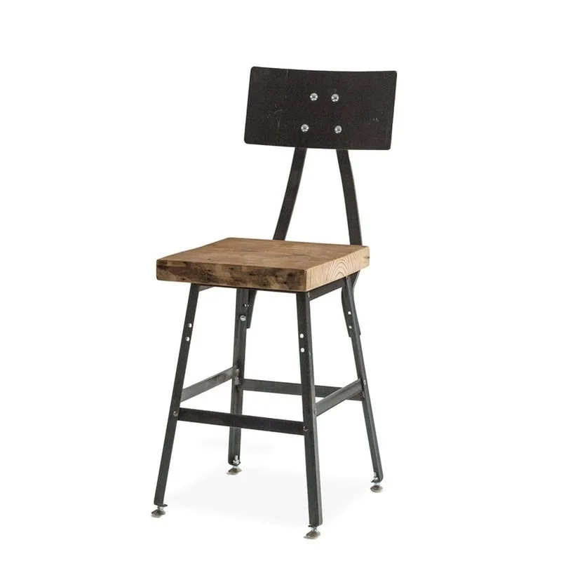 Reclaimed wood bar stool with back CH-33