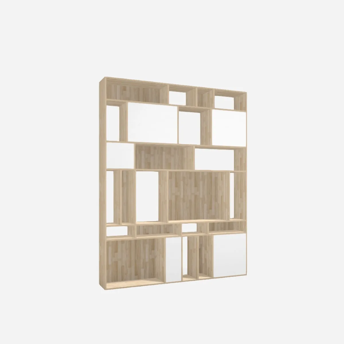 Office wall unit, rubberwood with white doors