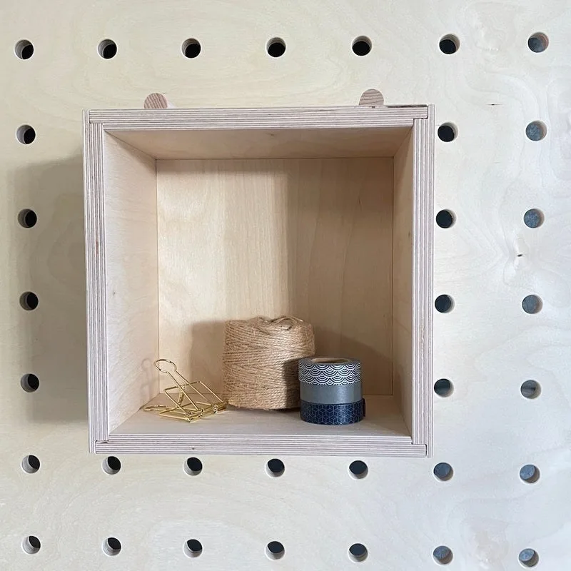 Large natural plywood box for pegboards